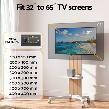 Artiss Mobile TV Floor Stand for 32-65" Mount Bracket Universal Adjustable Height with Wheels-Furniture > Living Room > TV Units-PEROZ Accessories
