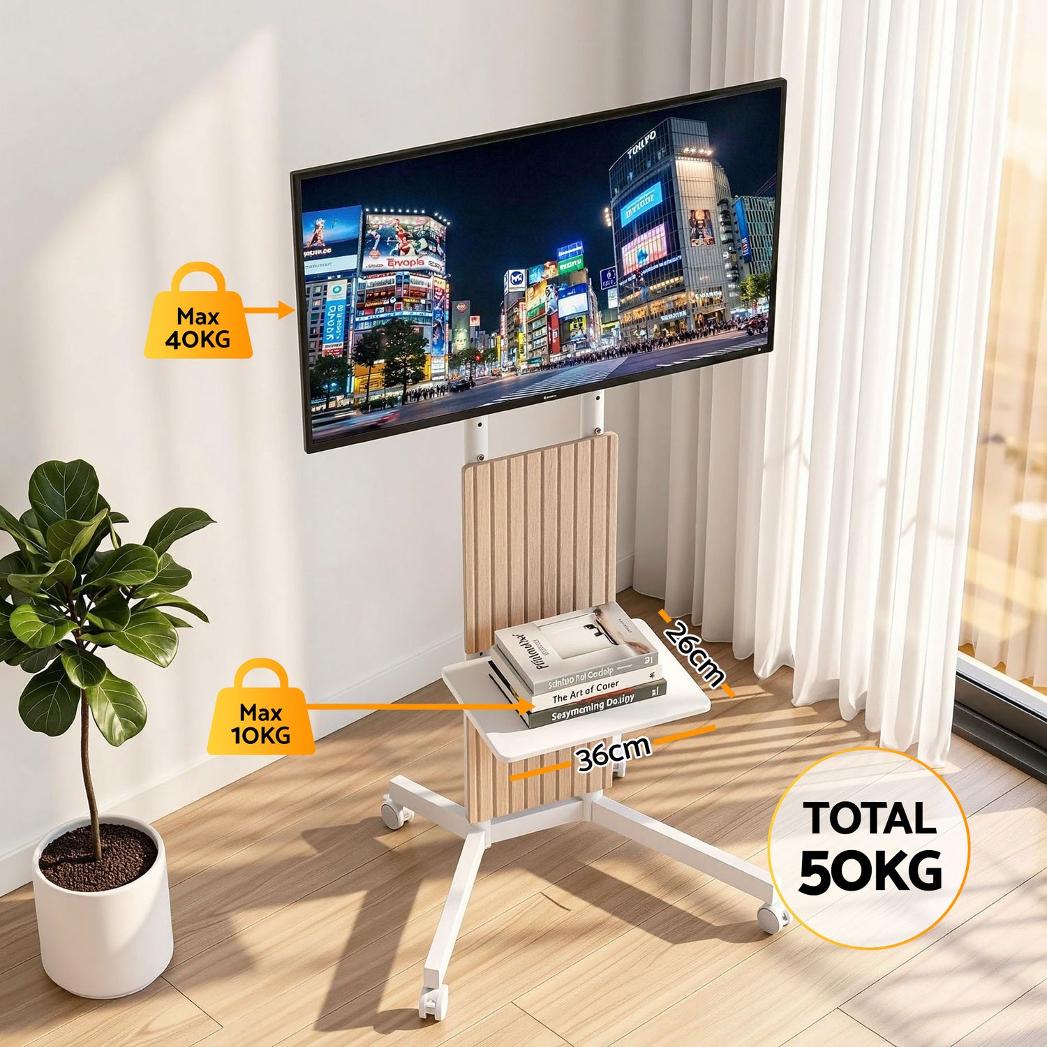 Artiss Mobile TV Floor Stand for 32-65" Mount Bracket Universal Adjustable Height with Wheels-Furniture > Living Room > TV Units-PEROZ Accessories