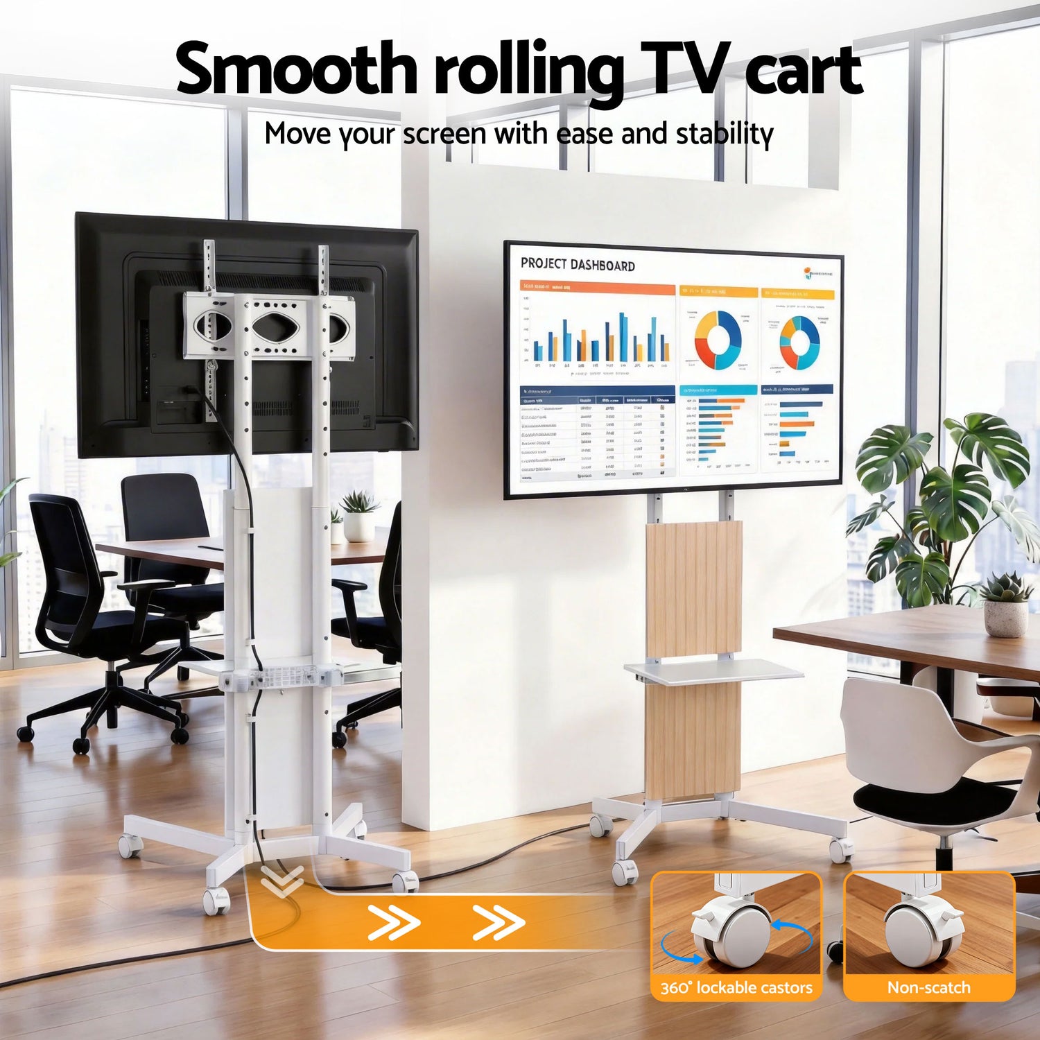Artiss Mobile TV Floor Stand for 32-65" Mount Bracket Universal Adjustable Height with Wheels-Furniture > Living Room > TV Units-PEROZ Accessories
