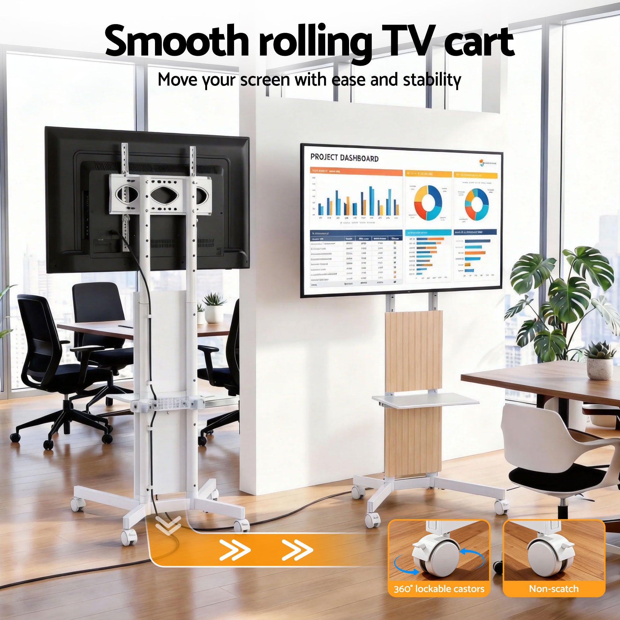 Artiss Mobile TV Floor Stand for 32-65" Mount Bracket Universal Adjustable Height with Wheels-Furniture > Living Room > TV Units-PEROZ Accessories