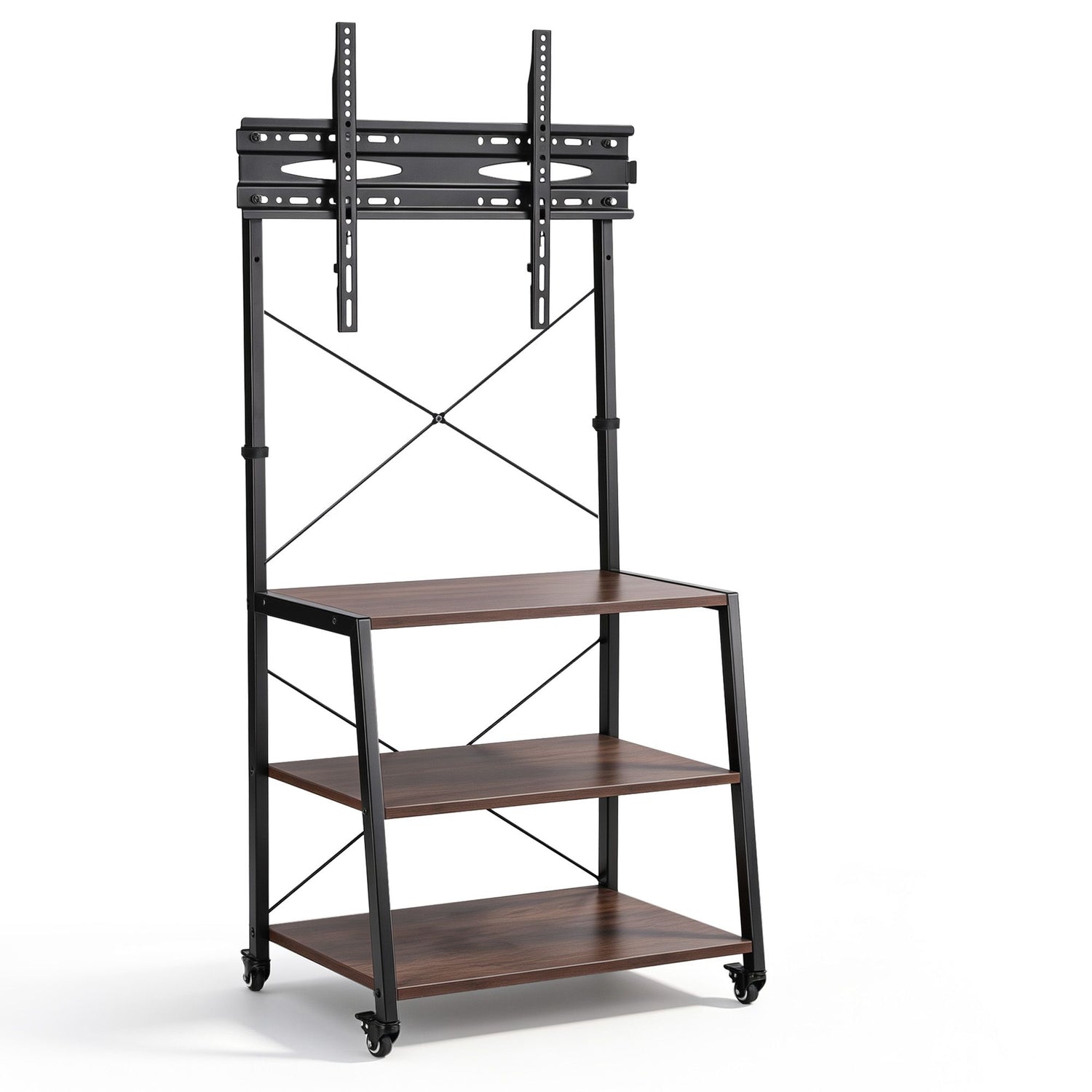 Artiss Mobile TV Stand 32-65 Inch TVs Mount 50kg with 3 MDF Shelves Lockable Wheels Adjustable Feet
