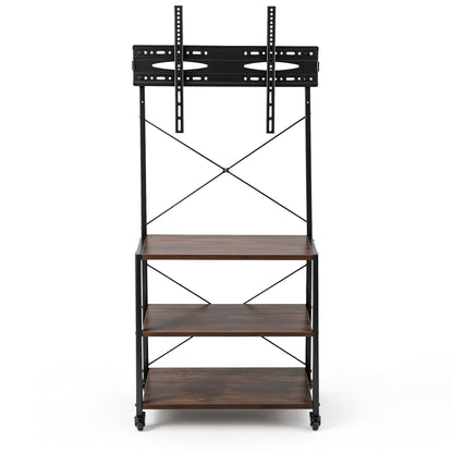 Artiss Mobile TV Stand 32-65 Inch TVs Mount 50kg with 3 MDF Shelves Lockable Wheels Adjustable Feet