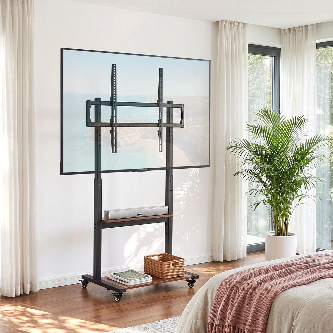 Artiss Mobile TV Stand for 40-100 Inch TVs Cart with Wheels Adjustable Shelves-Appliances > TV > TVs &amp; Accessories-PEROZ Accessories