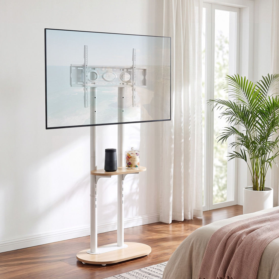 Artiss Mobile TV Floor Stand 40-75" Bracket Universal Adjustable Shelves Wheels-Appliances > TV > TVs &amp; Accessories-PEROZ Accessories