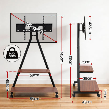 Artiss Mobile TV Stand Rolling Cart Wheels 32-75" Heavy Duty 133kg Mount Bracket-Furniture > Living Room > TV Units-PEROZ Accessories