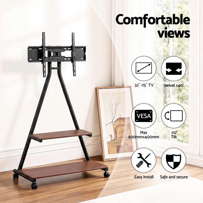 Artiss Mobile TV Stand Rolling Cart Wheels 32-75" Heavy Duty 133kg Mount Bracket-Furniture > Living Room > TV Units-PEROZ Accessories