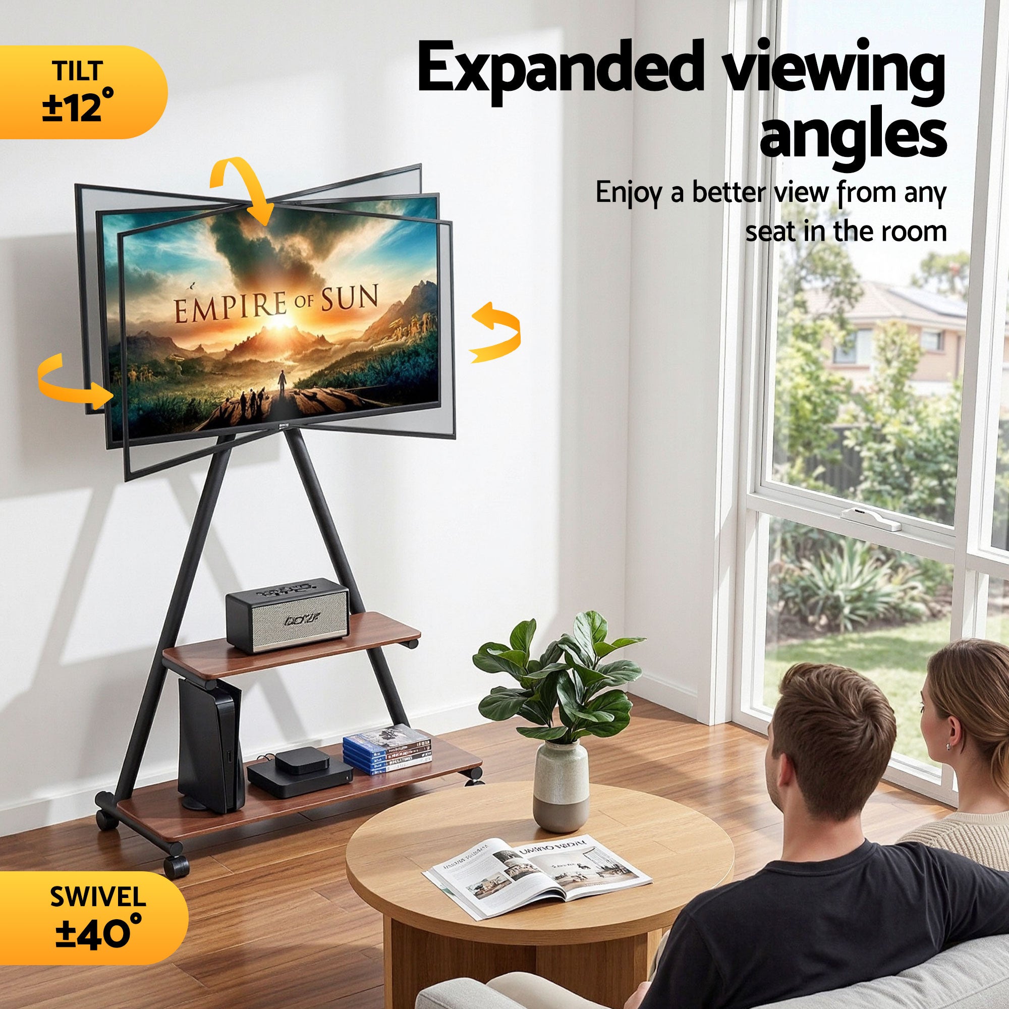 Artiss Mobile TV Stand Rolling Cart Wheels 32-75" Heavy Duty 133kg Mount Bracket-Furniture > Living Room > TV Units-PEROZ Accessories