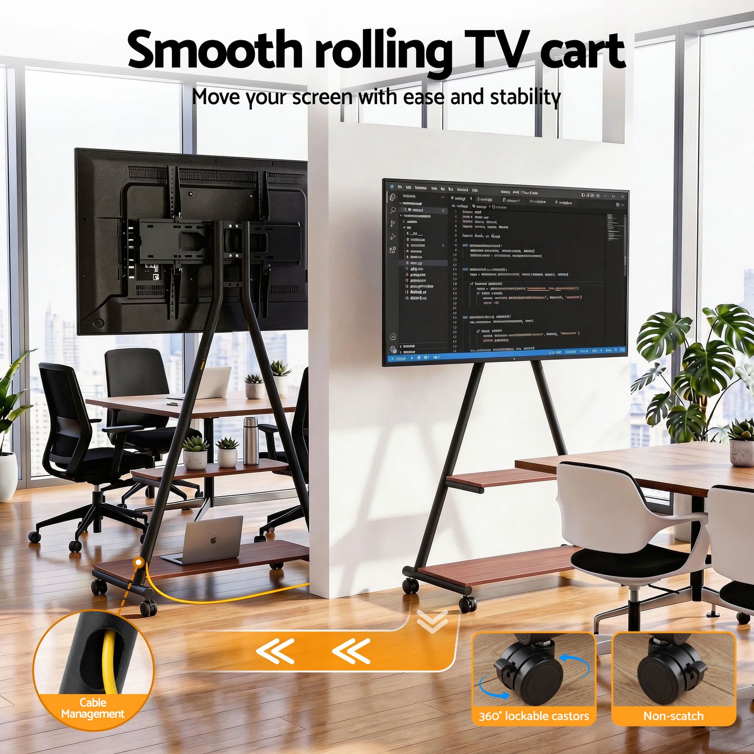 Artiss Mobile TV Stand Rolling Cart Wheels 32-75" Heavy Duty 133kg Mount Bracket-Furniture > Living Room > TV Units-PEROZ Accessories