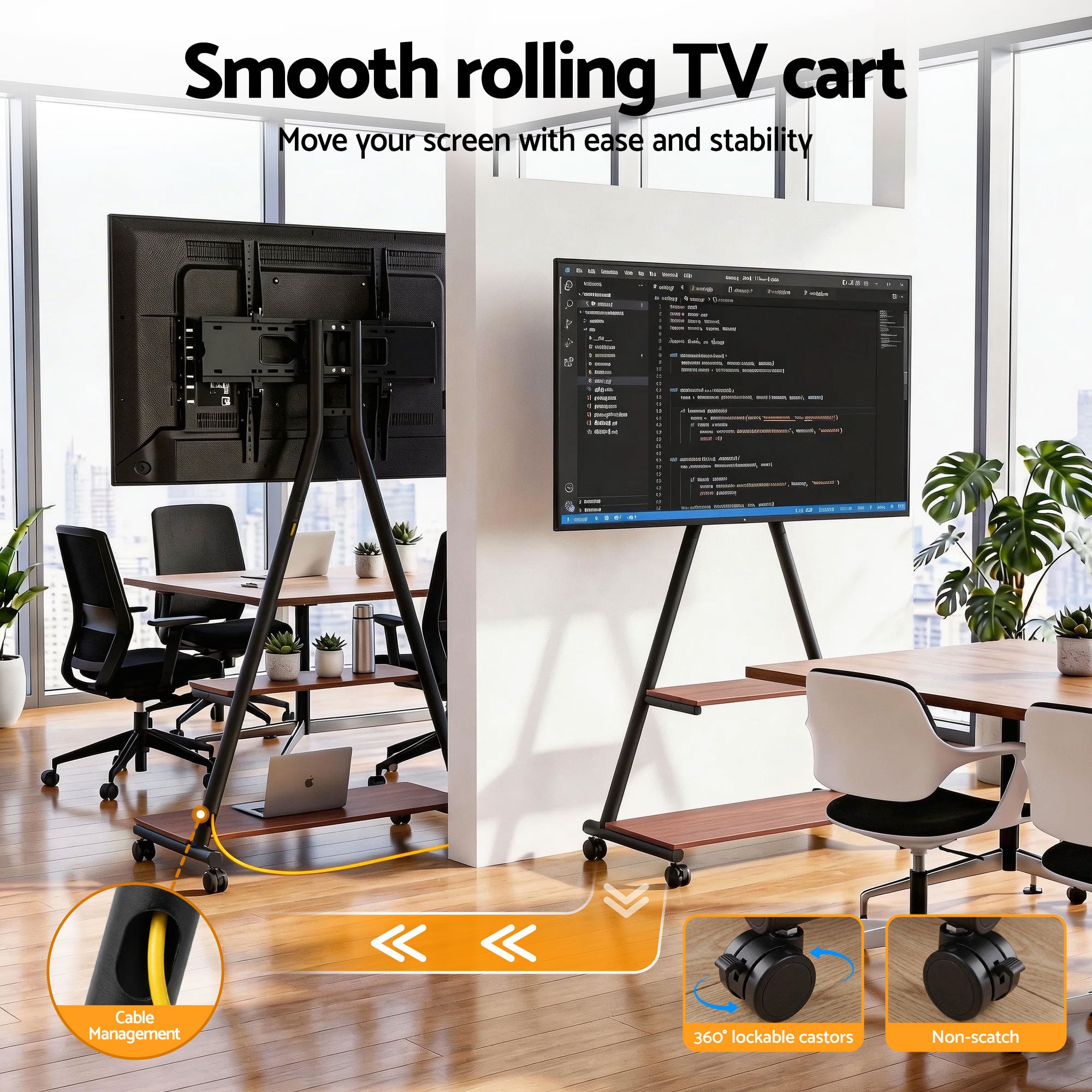 Artiss Mobile TV Stand Rolling Cart Wheels 32-75" Heavy Duty 133kg Mount Bracket-Furniture > Living Room > TV Units-PEROZ Accessories