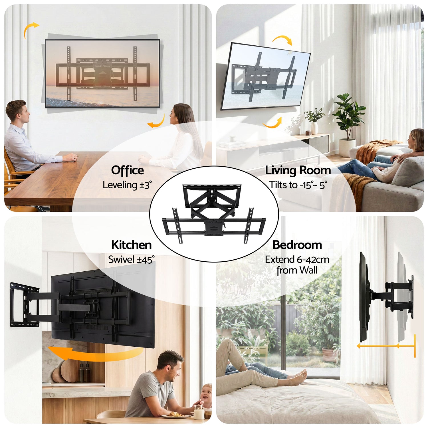 Artiss TV Wall Mount Bracket for 37" - 85" TVs Swivel Tilt Extendable Full Motion-Appliances > TV > TVs &amp; Accessories-PEROZ Accessories