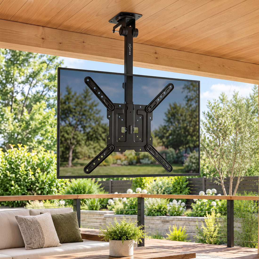 Artiss Ceiling TV Mount 23-55 Inch Flip Down Folding VESA 400x400 Height Adjustable Swivel-Appliances > TV > TVs &amp; Accessories-PEROZ Accessories