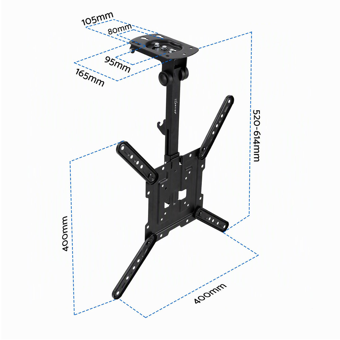 Artiss Ceiling TV Mount 23-55 Inch Flip Down Folding VESA 400x400 Height Adjustable Swivel-Appliances > TV > TVs &amp; Accessories-PEROZ Accessories
