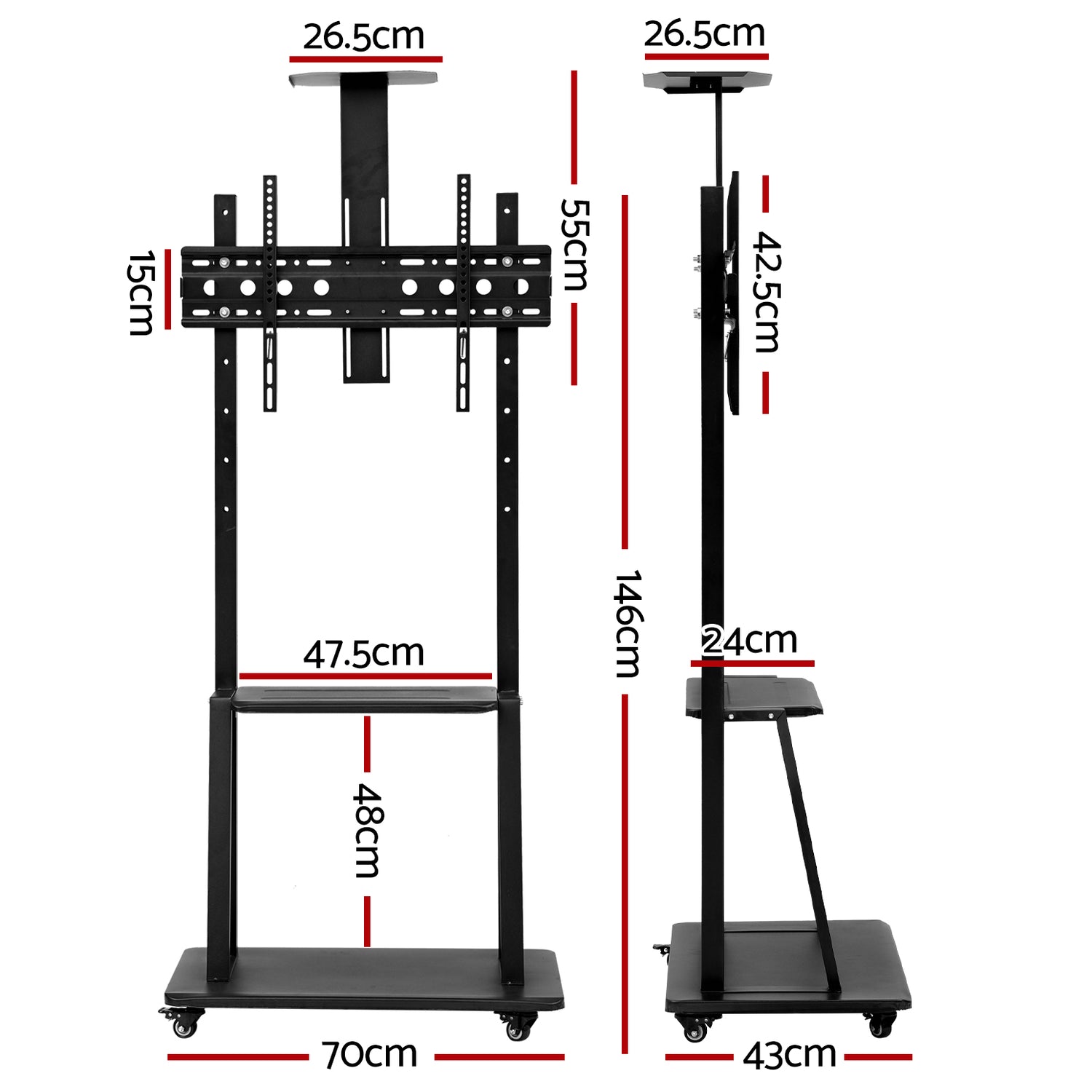 Artiss Mobile TV Stand for 32&quot;-75&quot; TVs-Furniture &gt; Living Room &gt; TV Units-PEROZ Accessories