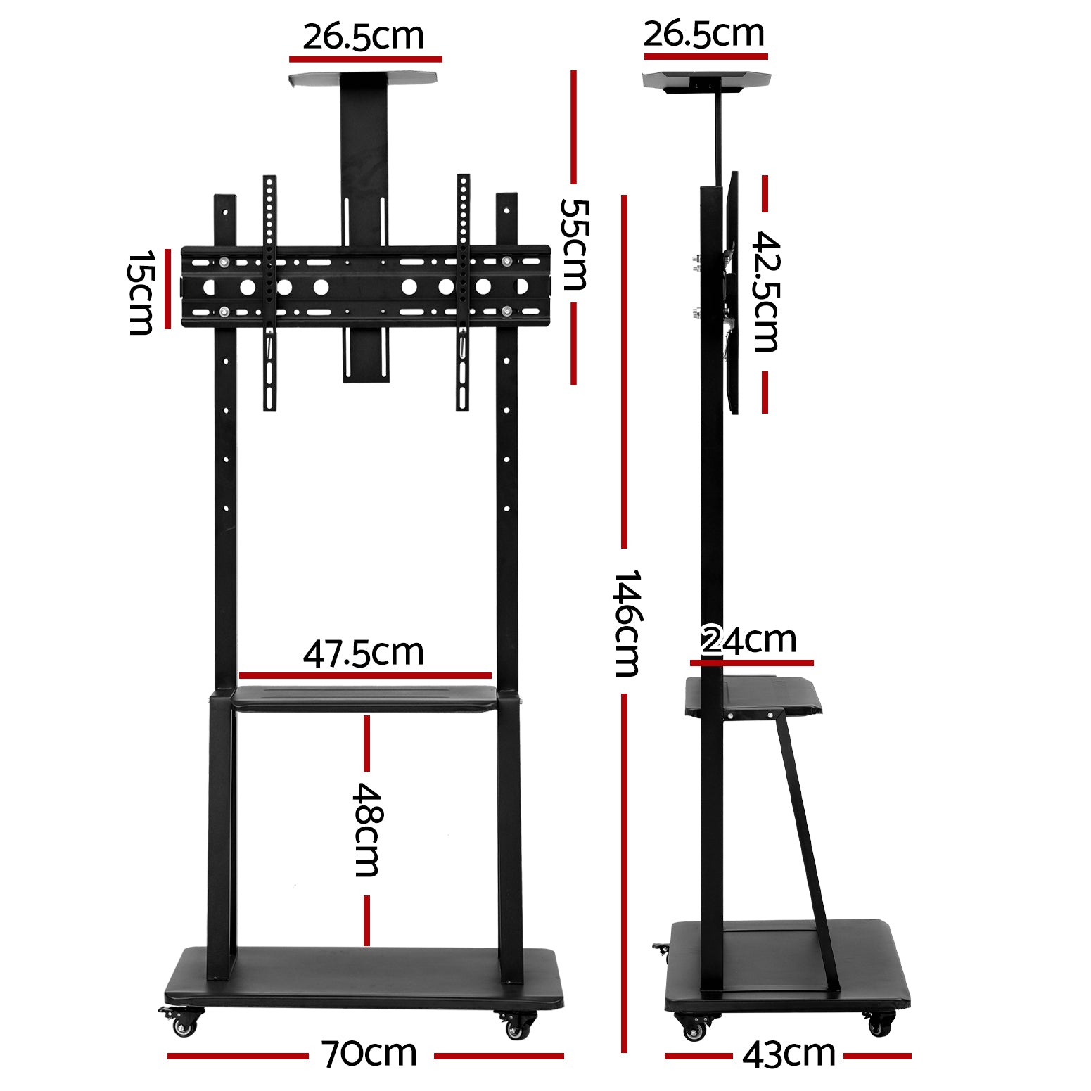 Artiss Mobile TV Stand for 32&quot;-75&quot; TVs-Furniture &gt; Living Room &gt; TV Units-PEROZ Accessories