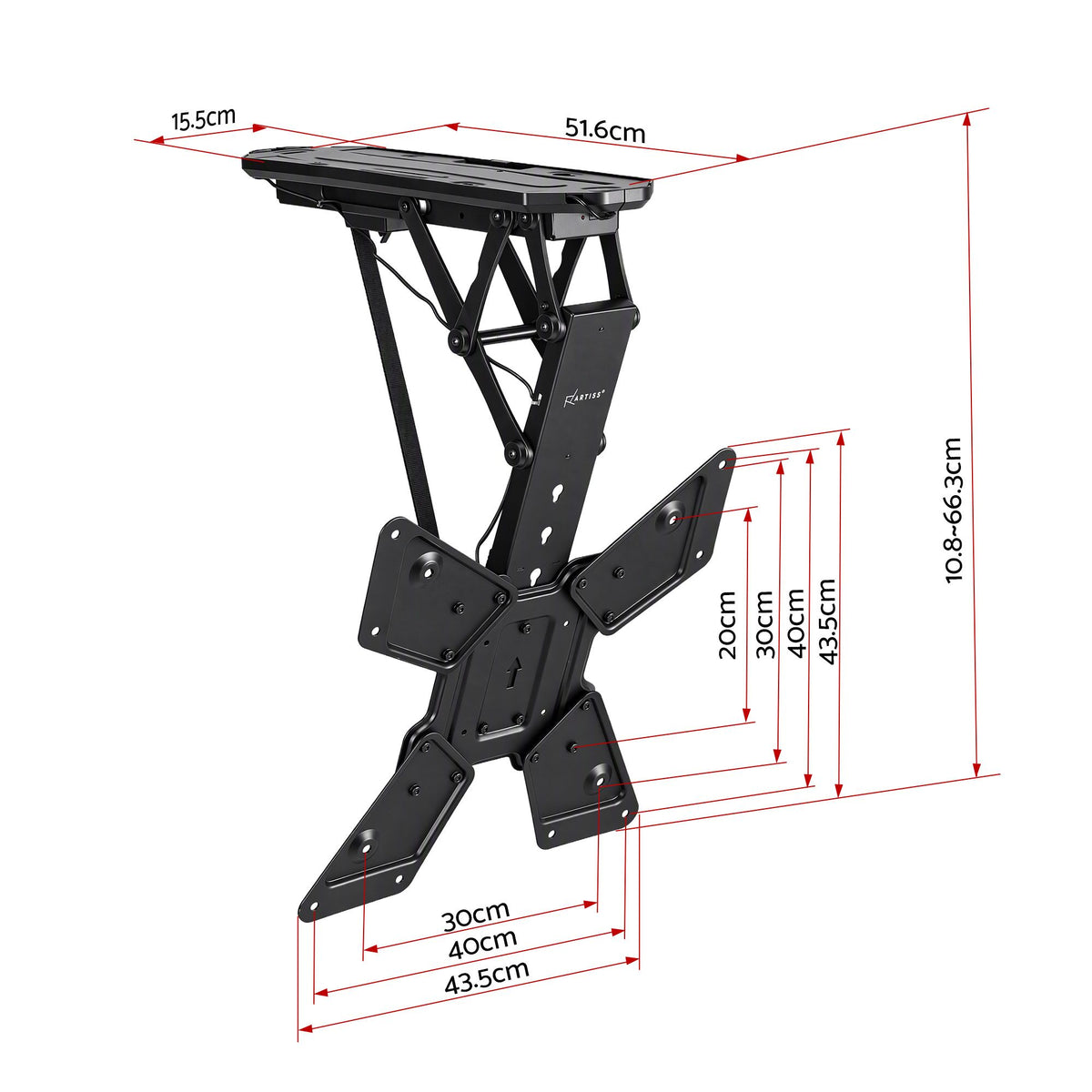 Artiss Motorised Ceiling TV Mount Flip Down 23-55 Inch VESA 400x400 Remote 30kg