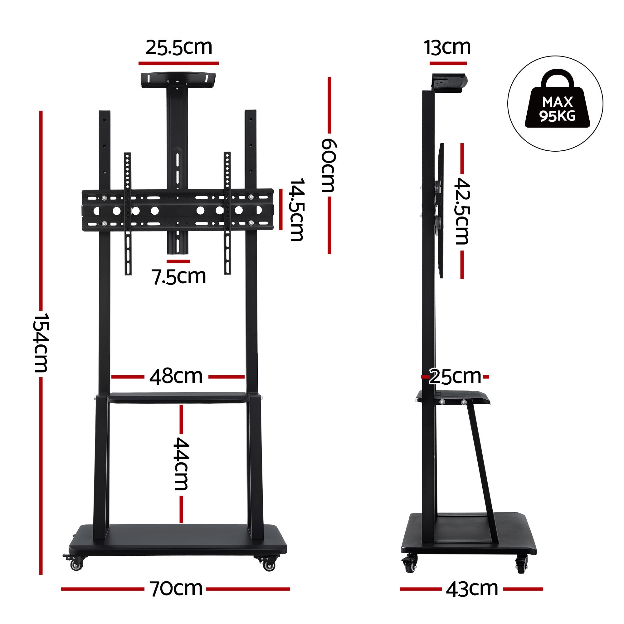 Artiss TV Stand 32-70" Universal Mobile Adjustable Height TV Stand with Wheels-Furniture > Living Room > TV Units-PEROZ Accessories