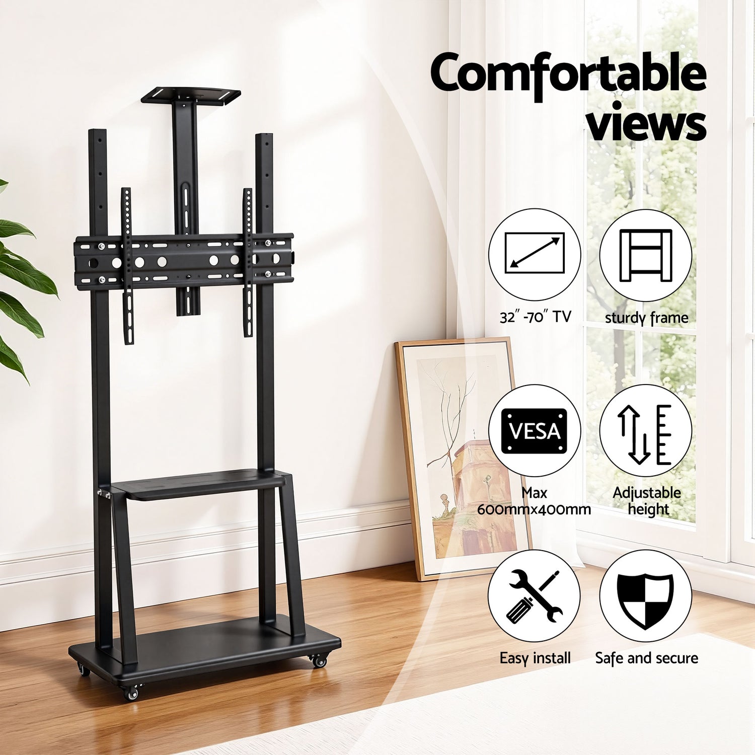 Artiss TV Stand 32-70" Universal Mobile Adjustable Height TV Stand with Wheels-Furniture > Living Room > TV Units-PEROZ Accessories