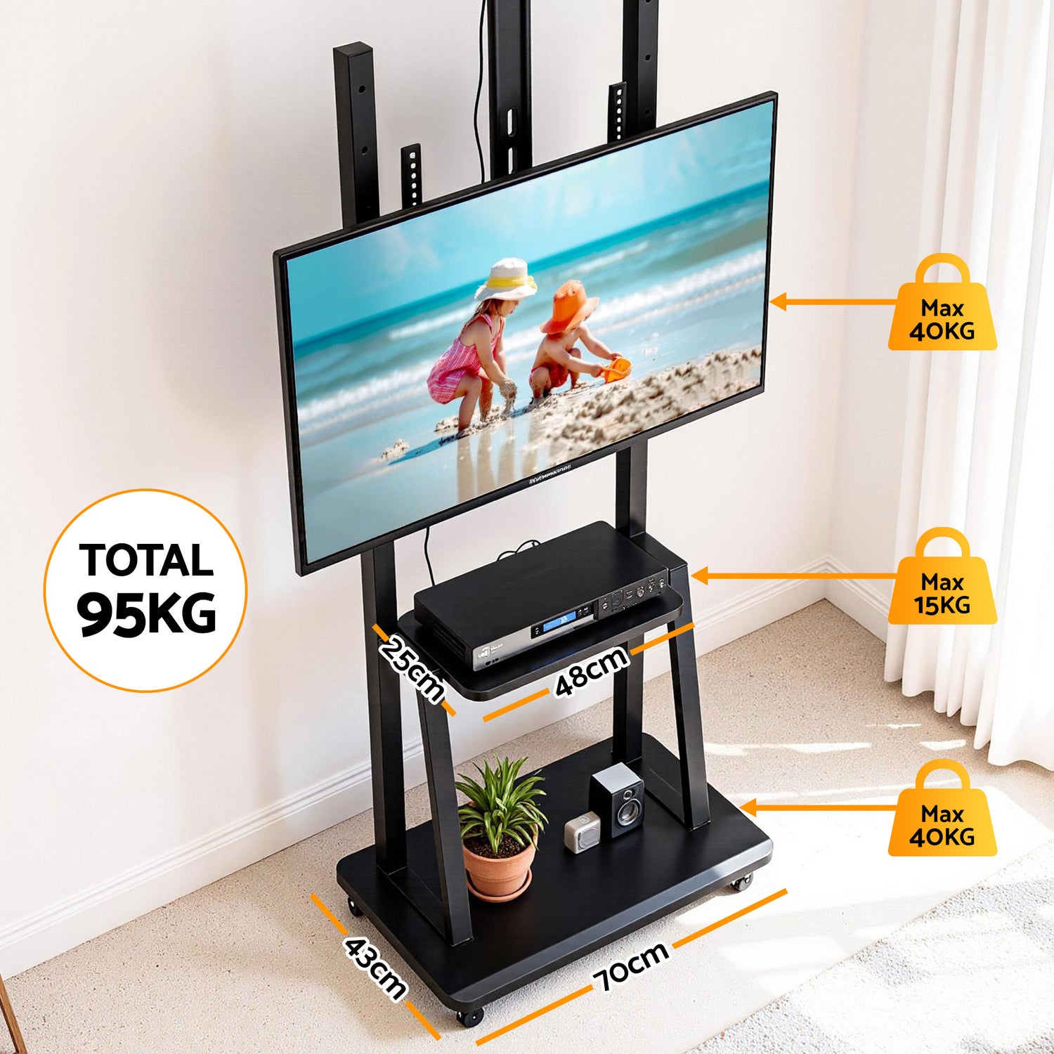 Artiss TV Stand 32-70" Universal Mobile Adjustable Height TV Stand with Wheels-Furniture > Living Room > TV Units-PEROZ Accessories
