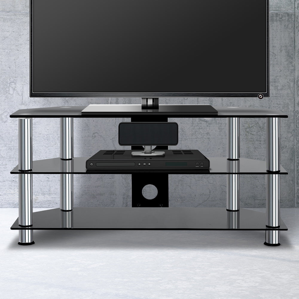 Artiss TV Stand 3 Tiers Storage Shelf Rack Tempered Glass Entertainment Unit-Entertainment Units-PEROZ Accessories