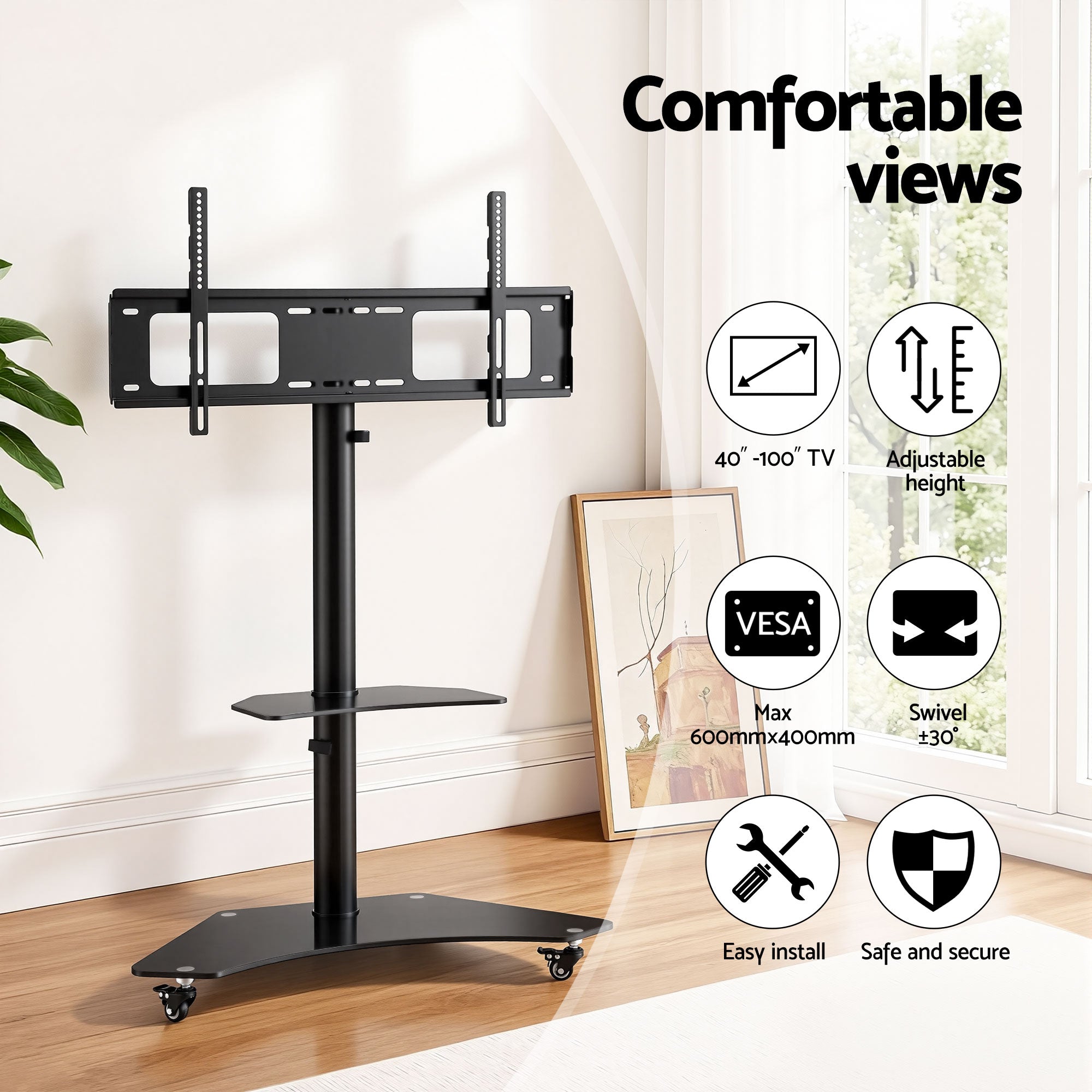Artiss 40-100" TV Stand Mount Bracket Universal Adjustable Height with Wheels-Furniture > Living Room > TV Units-PEROZ Accessories