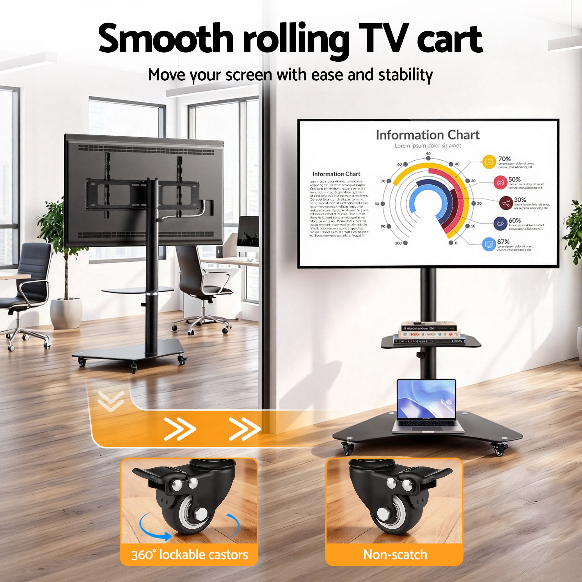 Artiss 40-100" TV Stand Mount Bracket Universal Adjustable Height with Wheels-Furniture > Living Room > TV Units-PEROZ Accessories