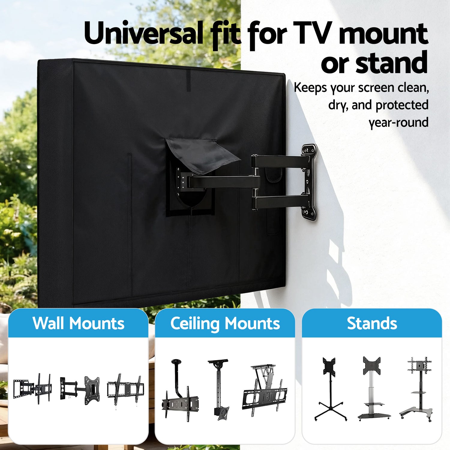 Artiss 55-58 Inch TV Cover Waterproof Outdoor Patio Flat Television Protector-Appliances > TV > TVs &amp; Accessories-PEROZ Accessories
