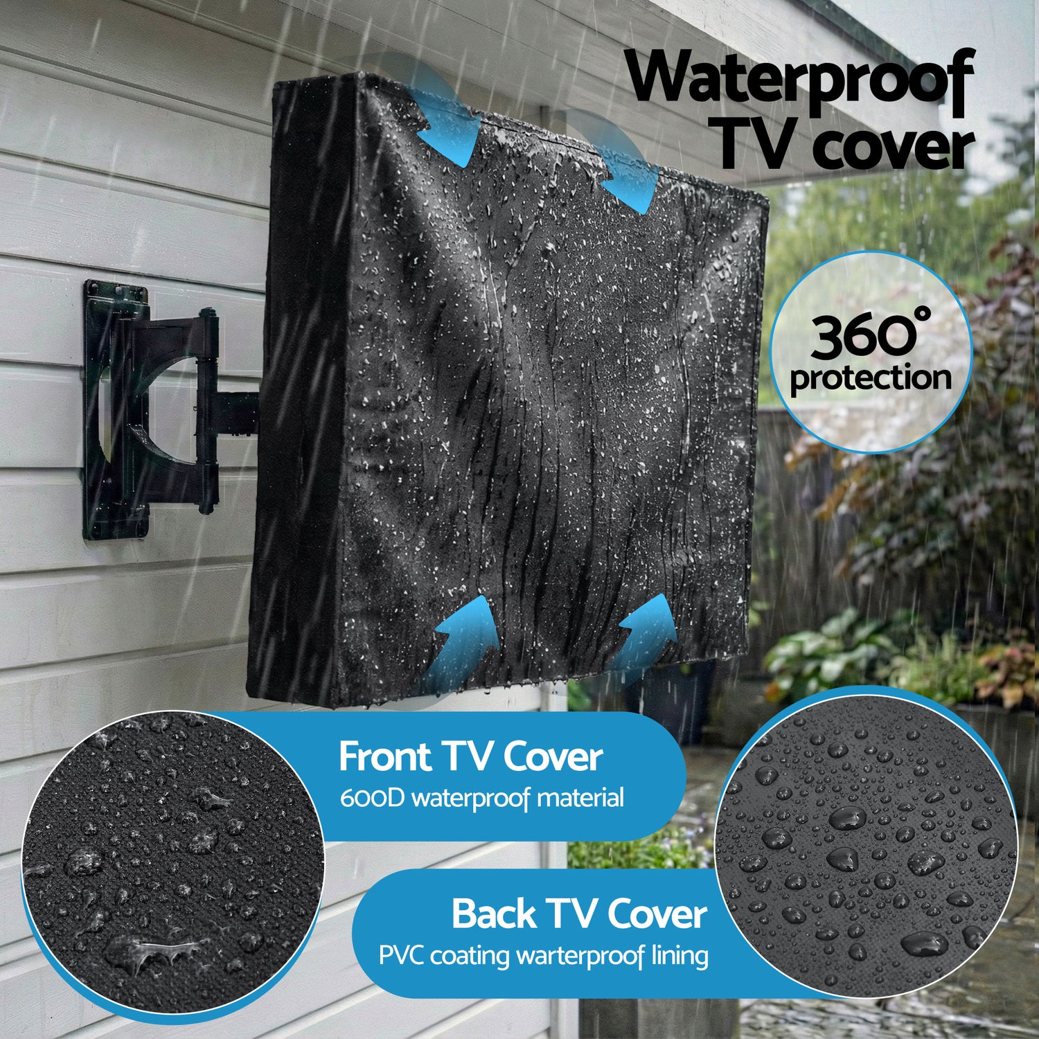Artiss 55-58 Inch TV Cover Waterproof Outdoor Patio Flat Television Protector-Appliances > TV > TVs &amp; Accessories-PEROZ Accessories