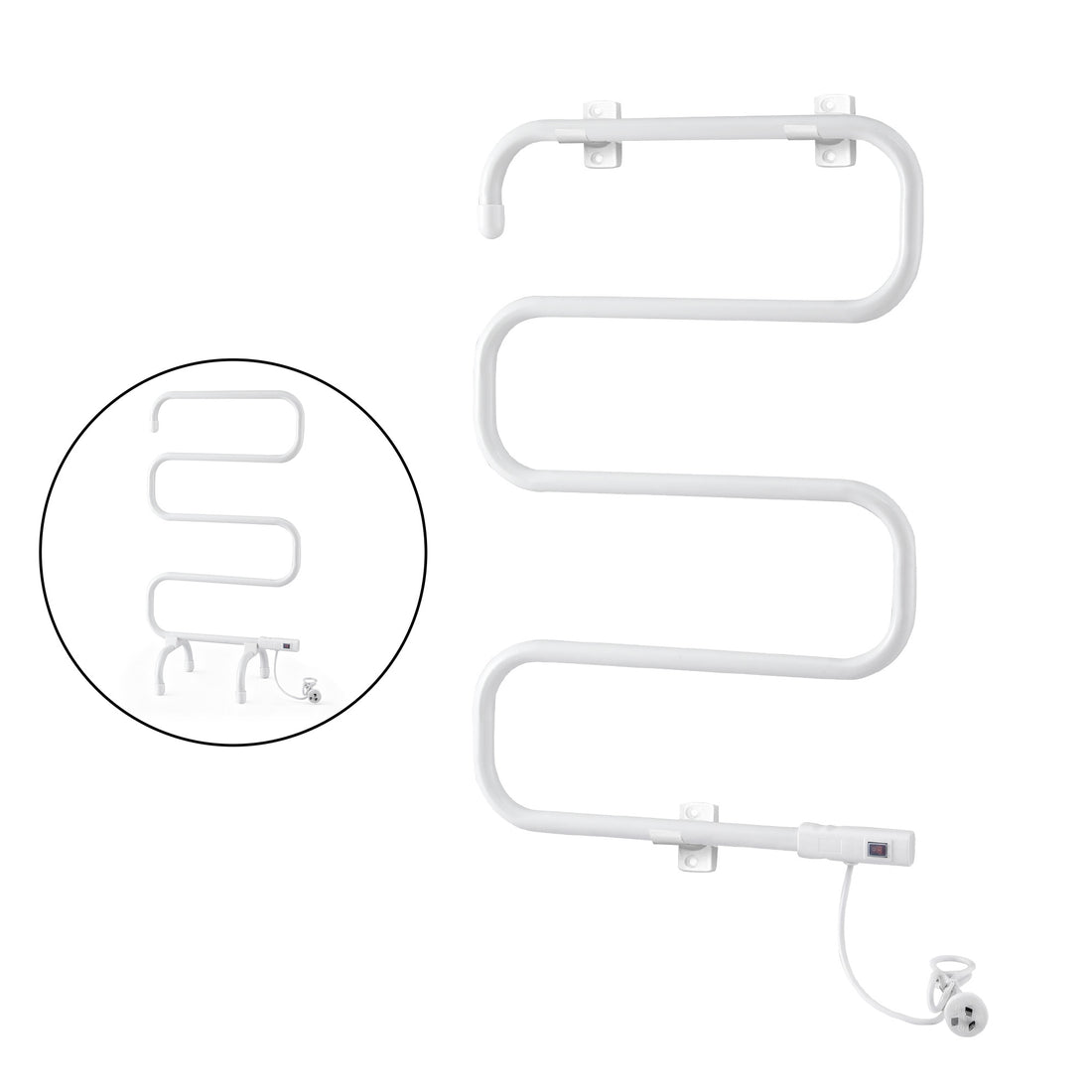 Devanti Heated Towel Rail Freestanding Wall Mounted S-Shape Electric Warmer Rack-Home &amp; Garden > Bathroom Accessories > Towel Racks &amp; Holders-PEROZ Accessories