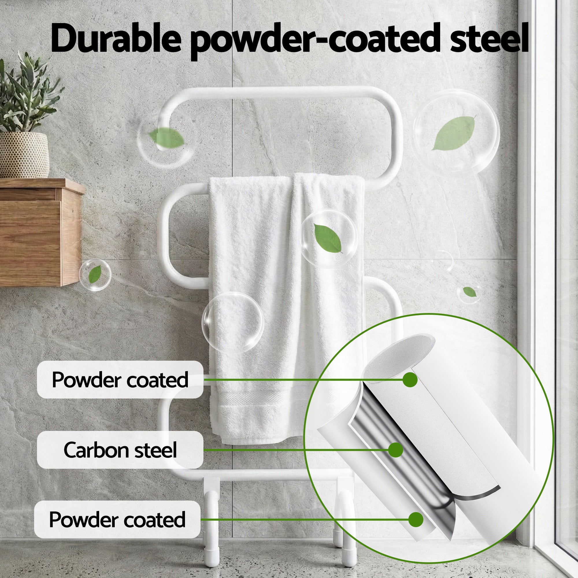 Devanti Heated Towel Rail Freestanding Wall Mounted S-Shape Electric Warmer Rack-Home &amp; Garden > Bathroom Accessories > Towel Racks &amp; Holders-PEROZ Accessories