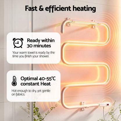 Devanti Heated Towel Rail Freestanding Wall Mounted S-Shape Electric Warmer Rack-Home &amp; Garden > Bathroom Accessories > Towel Racks &amp; Holders-PEROZ Accessories