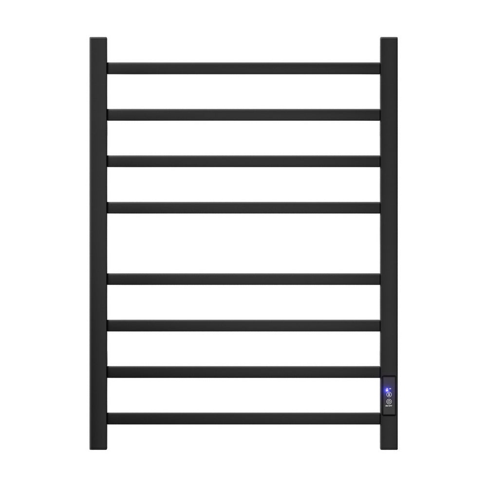 Devanti Heated Towel Rail 8 Square Bars with Timer Electric Heater Warmer Rack-Home &amp; Garden &gt; Bathroom Accessories &gt; Towel Racks &amp; Holders-PEROZ Accessories