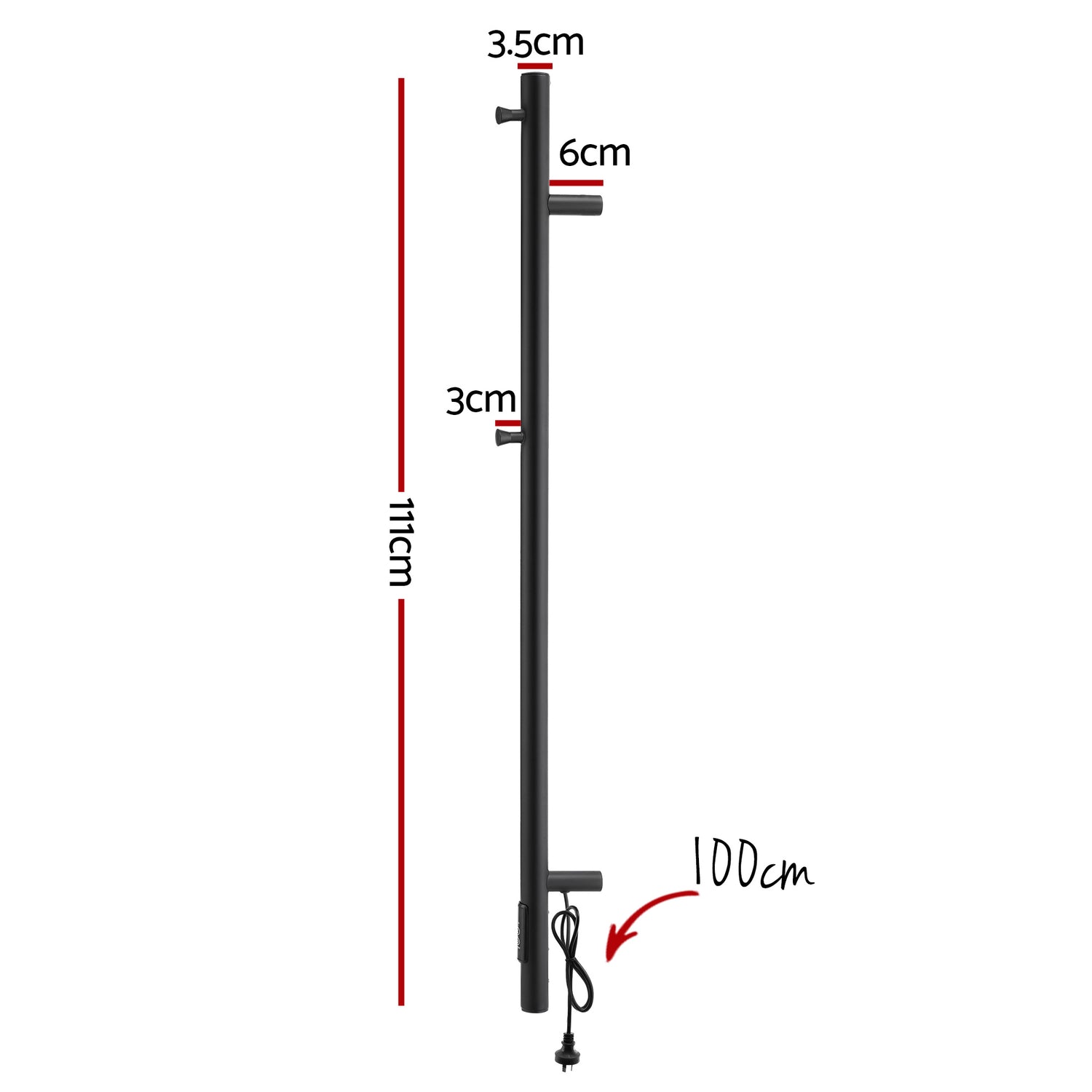 Devanti Heated Towel Rail with Timer Vertical Electric Heater Warmer Rack Black-Home &amp; Garden > Bathroom Accessories > Towel Racks &amp; Holders-PEROZ Accessories