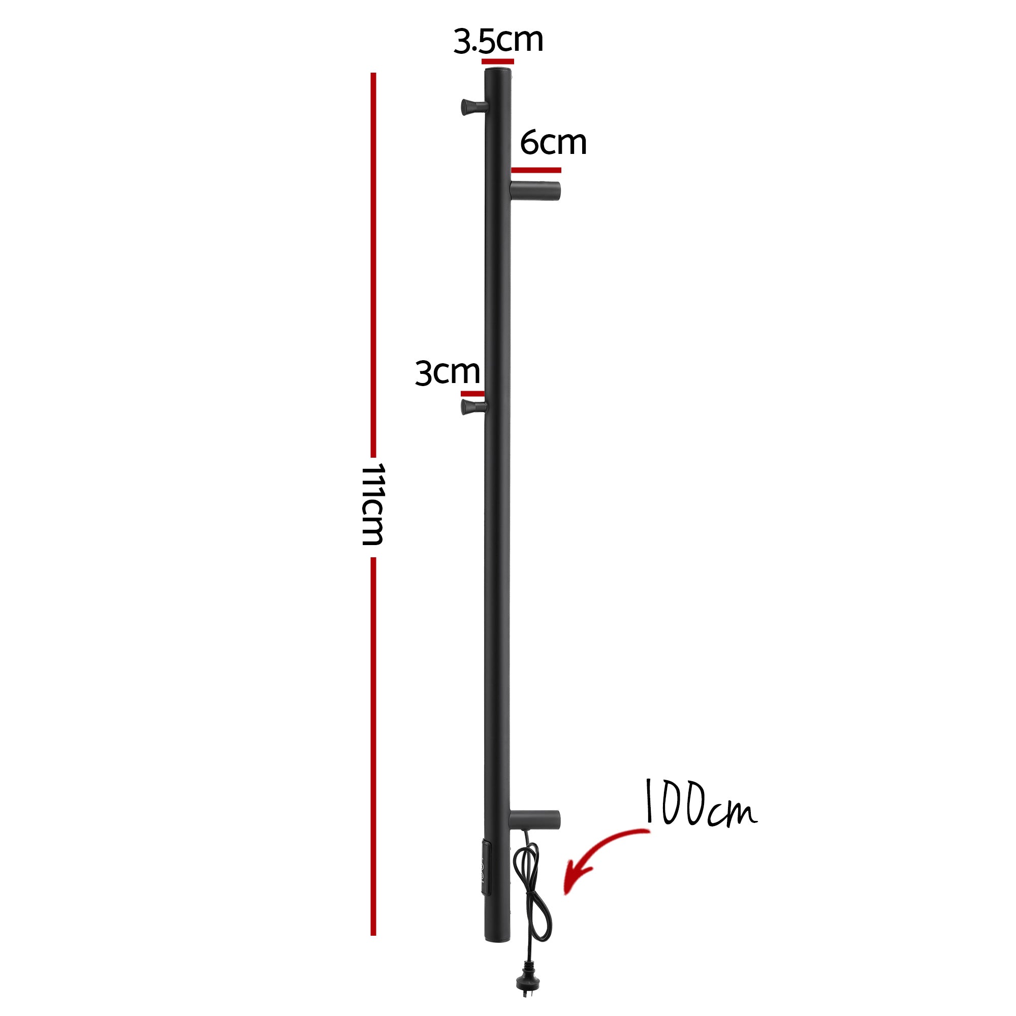 Devanti Heated Towel Rail with Timer Vertical Electric Heater Warmer Rack Black-Home &amp; Garden > Bathroom Accessories > Towel Racks &amp; Holders-PEROZ Accessories