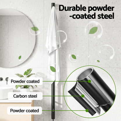 Devanti Heated Towel Rail with Timer Vertical Electric Heater Warmer Rack Black-Home &amp; Garden > Bathroom Accessories > Towel Racks &amp; Holders-PEROZ Accessories