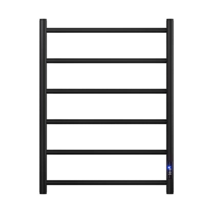 Devanti Heated Towel Rail 6 Round Bars with Timer Electric Heater Warmer Rack-Home &amp; Garden &gt; Bathroom Accessories &gt; Towel Racks &amp; Holders-PEROZ Accessories