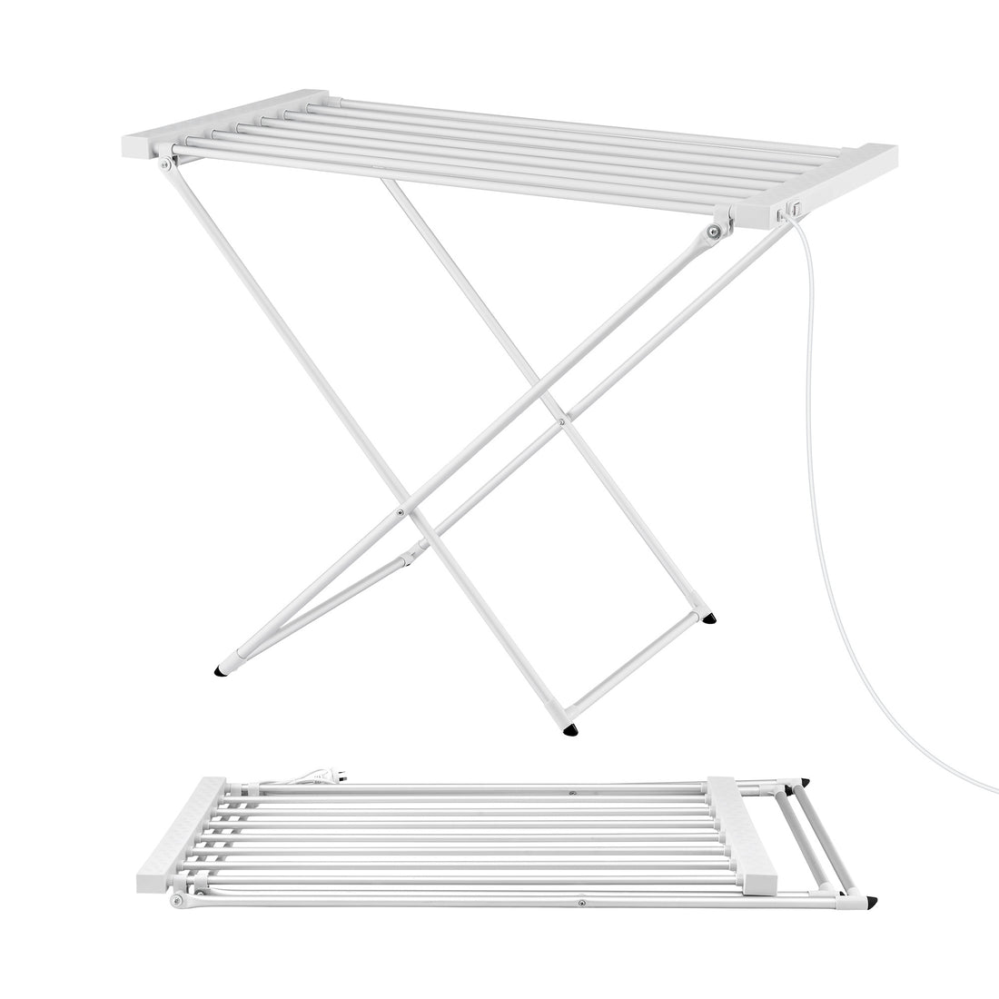 Devanti Heated Towel Rail Electric Clothes Airer Foldable Drying Rack 8 Bars-Home &amp; Garden > Bathroom Accessories > Towel Racks &amp; Holders-PEROZ Accessories