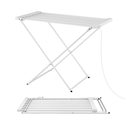 Devanti Heated Towel Rail Electric Clothes Airer Foldable Drying Rack 8 Bars-Home &amp; Garden > Bathroom Accessories > Towel Racks &amp; Holders-PEROZ Accessories