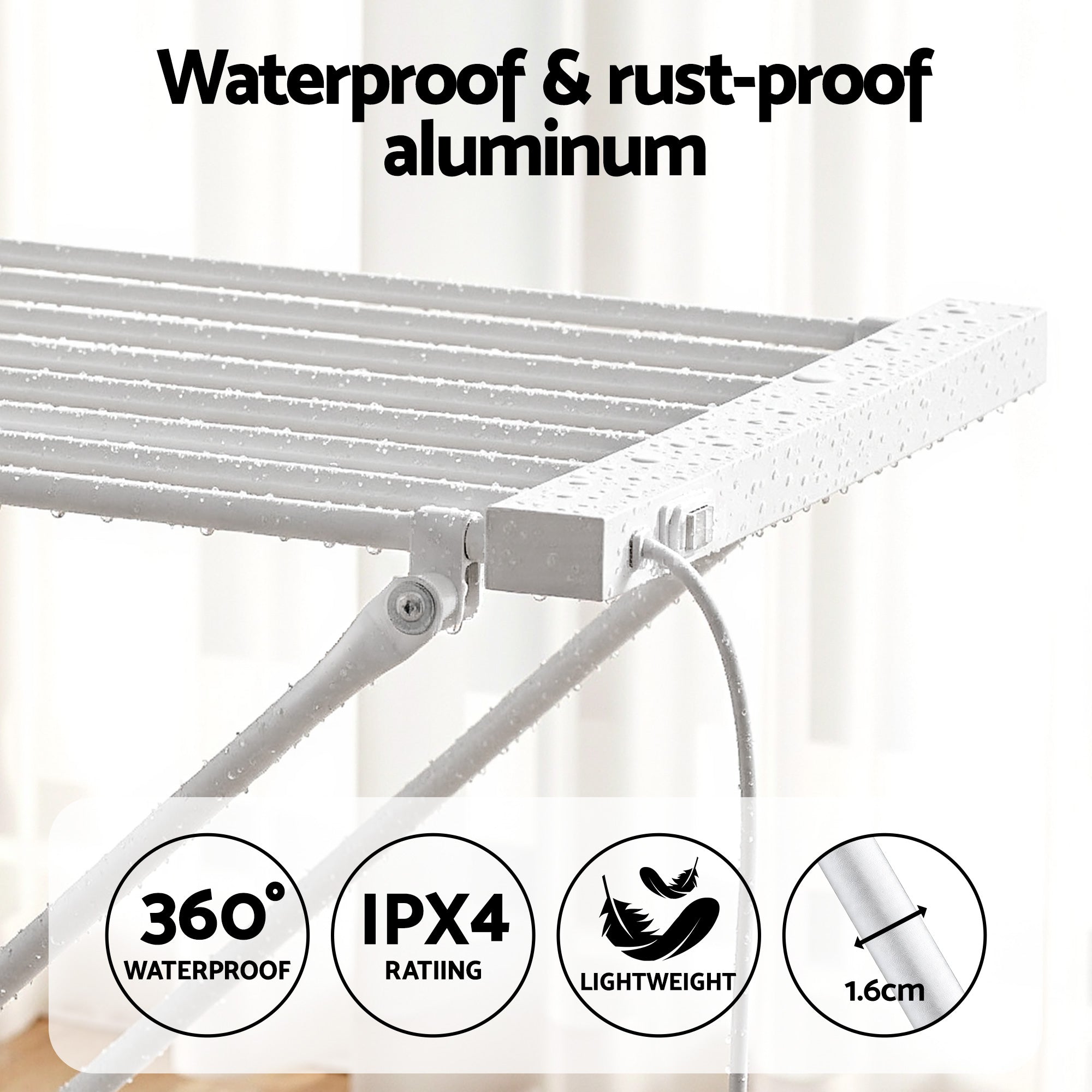 Devanti Heated Towel Rail Electric Clothes Airer Foldable Drying Rack 8 Bars-Home &amp; Garden > Bathroom Accessories > Towel Racks &amp; Holders-PEROZ Accessories