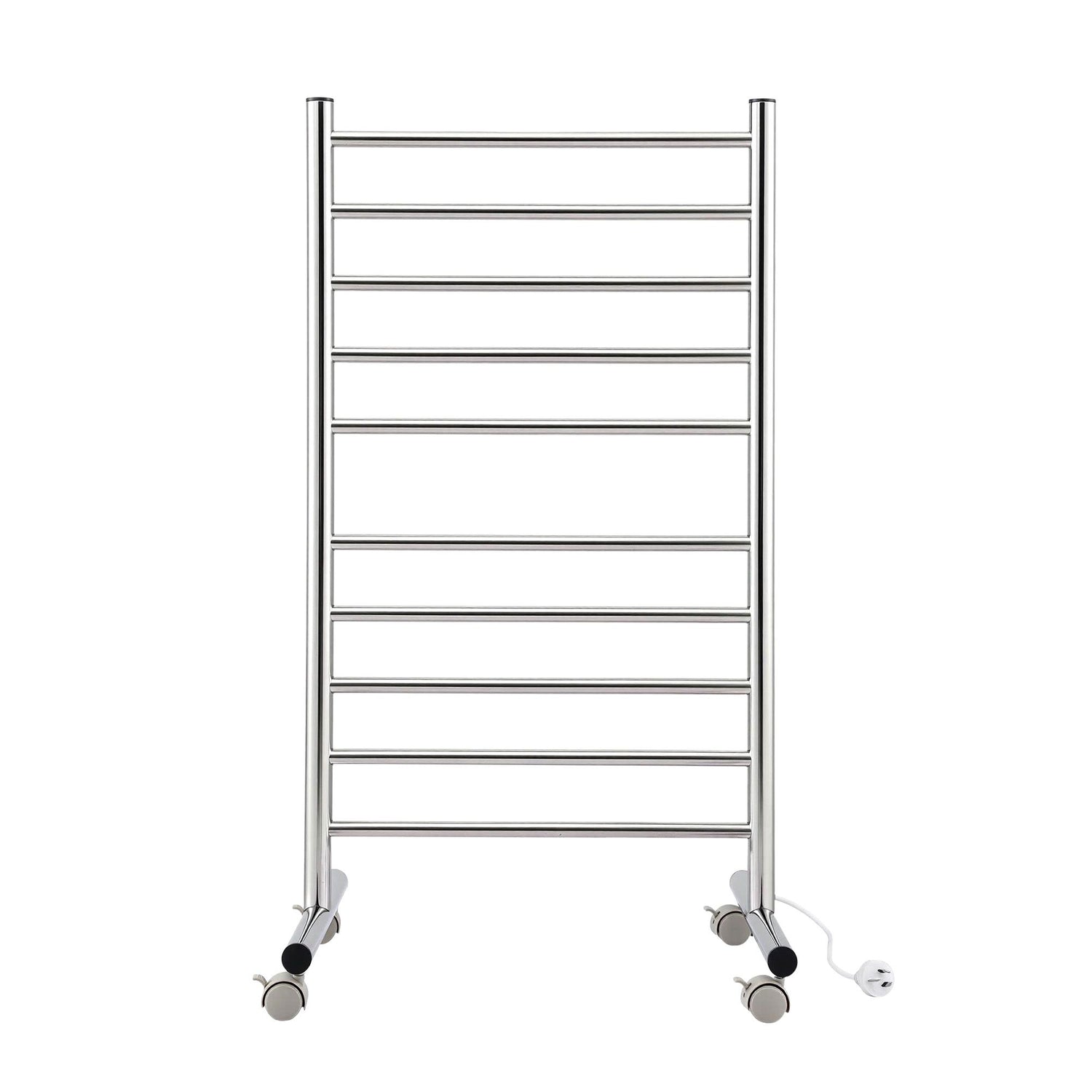 Devanti 10-Bar Freestanding Heated Towel Rail 3-5 Mins Fast Heating Electric Towel Warmer for Bathroom Winter Drying Stainless Steel Plug In 100W