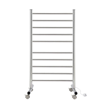 Devanti 10-Bar Freestanding Heated Towel Rail 3-5 Mins Fast Heating Electric Towel Warmer for Bathroom Winter Drying Stainless Steel Plug In 100W