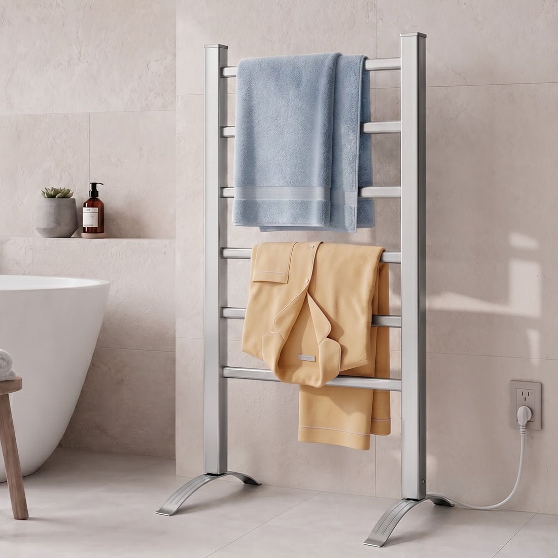 Devanti Electric Heated Towel Rail Rack 6 Bars with Timer Clothes Dry Warmer-Heated Towel Rails-PEROZ Accessories