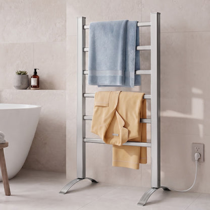 Devanti Electric Heated Towel Rail Rack 6 Bars with Timer Clothes Dry Warmer-Heated Towel Rails-PEROZ Accessories