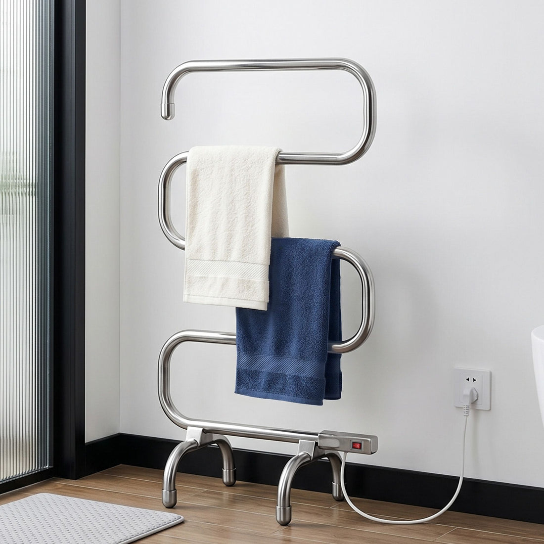 Devanti Electric Heated Towel Rail Rack 5 Bars Freestanding Clothes Dry Warmer-Heated Towel Rails-PEROZ Accessories