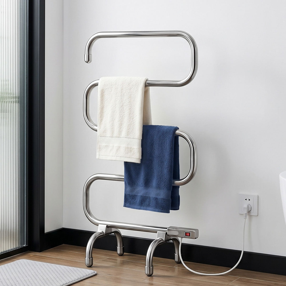 Devanti Electric Heated Towel Rail Rack 5 Bars Freestanding Clothes Dry Warmer-Heated Towel Rails-PEROZ Accessories