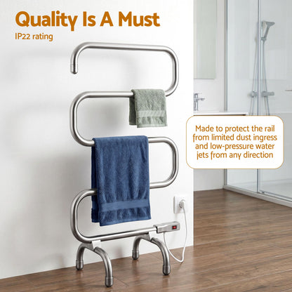 Devanti Electric Heated Towel Rail Rack 5 Bars Freestanding Clothes Dry Warmer-Heated Towel Rails-PEROZ Accessories