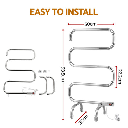 Devanti Electric Heated Towel Rail Rack 5 Bars Freestanding Clothes Dry Warmer-Heated Towel Rails-PEROZ Accessories