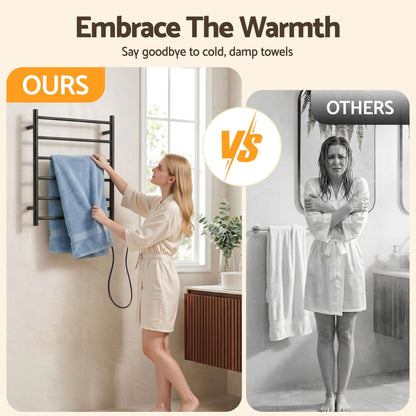 Devanti Electric Heated Towel Rail Rack 5 Bars Wall Mounted Clothes Dry Warmer-Heated Towel Rails-PEROZ Accessories