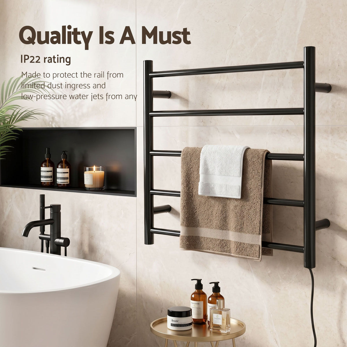 Devanti Electric Heated Towel Rail Rack 5 Bars Wall Mounted Clothes Dry Warmer-Heated Towel Rails-PEROZ Accessories