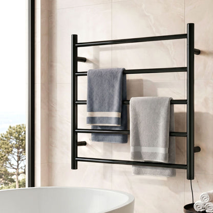Devanti Electric Heated Towel Rail Rack 5 Bars Wall Mounted Clothes Dry Warmer-Heated Towel Rails-PEROZ Accessories