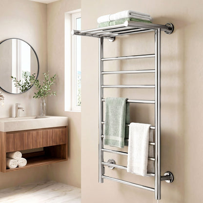 Devanti Electric Heated Towel Rail Rack 14 Bars Wall Mounted Clothes Dry Warmer-Heated Towel Rails-PEROZ Accessories